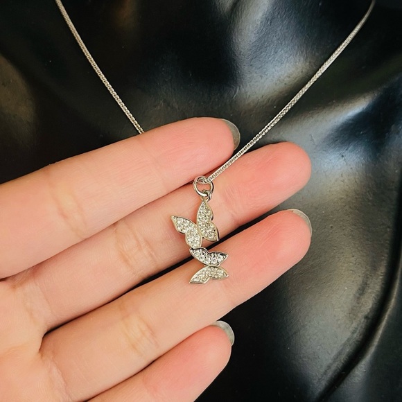 Jewelry - Sterling Silver Italy Butterfly Cz 24 Inch Necklace Signed 925